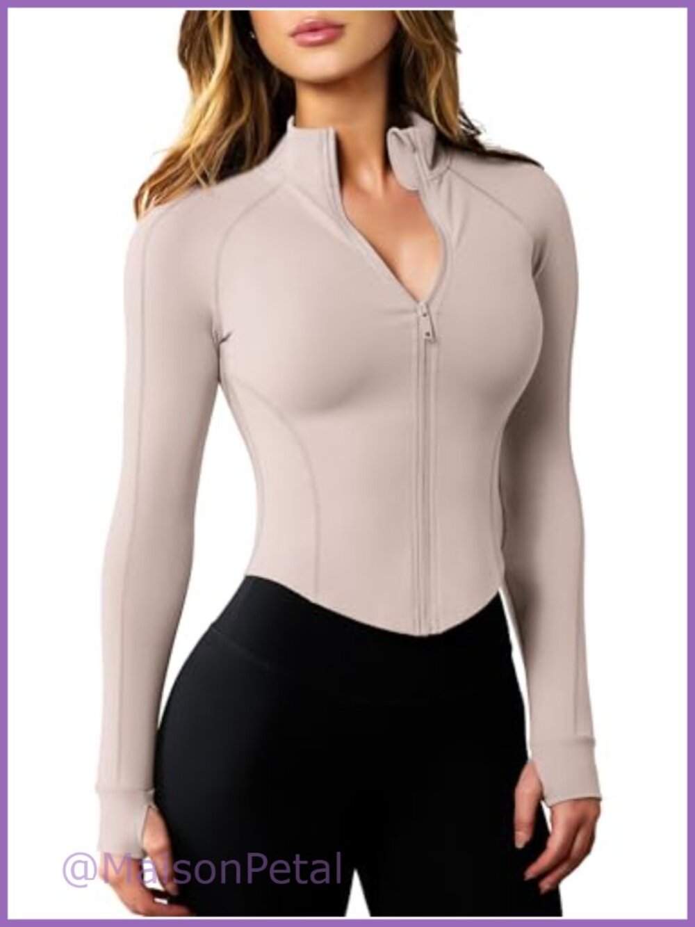 AVGO Women's Workout Jacket Lightweight Zip Up Cropped Yoga Gym Top